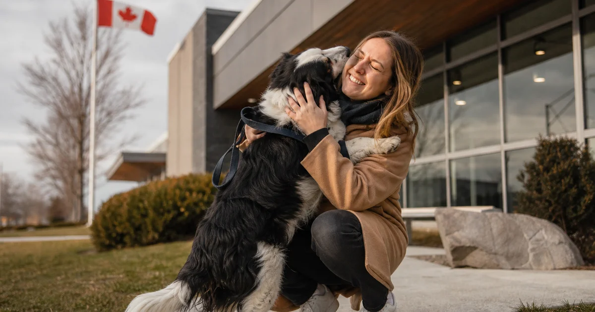 Canadian pet owner reclaiming their dog from municipal animal services