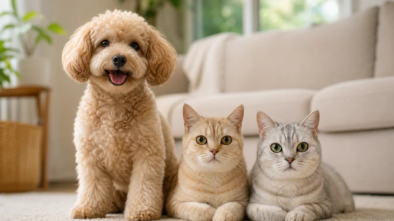 Icons comparing HDB flat pet limit of one dog and two cats versus private property combined limit of three pets