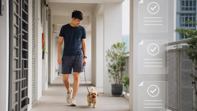 Checking condo pet by-laws before walking a dog in a Singapore condominium