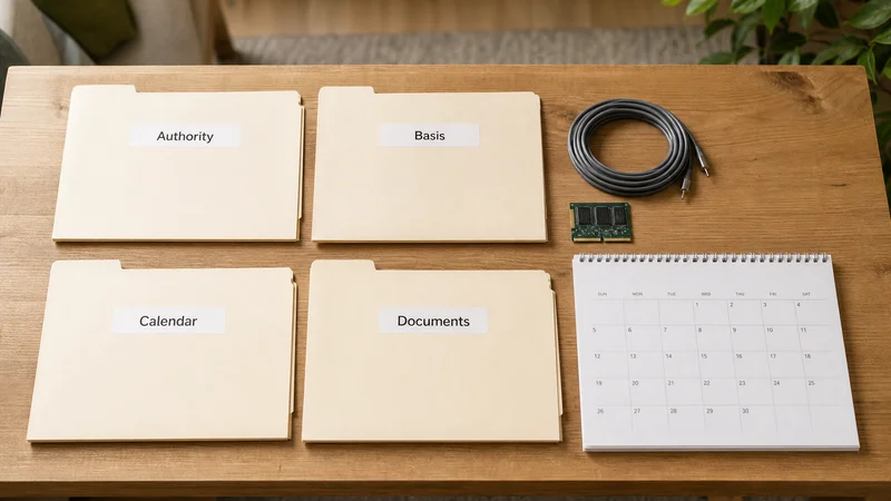 ABCD checklist folders for Authority, Basis, Calendar and Documents for restricted dog declarations