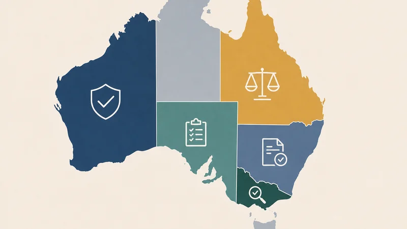 Map of Australian states with dog breeding compliance icons