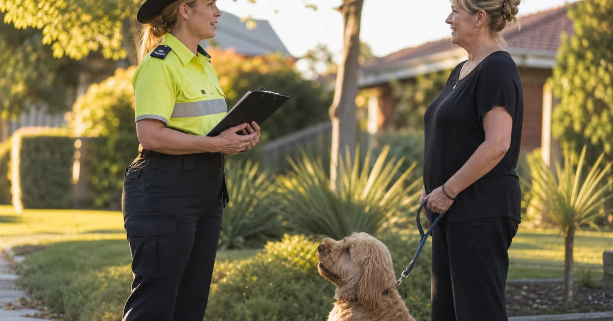 Australian council officer discussing a dog attack investigation with a dog owner